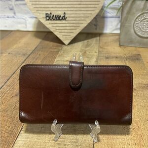 COACH VTG MAHOGANY BROWN LEATHER CHECKBOOK KISSLOCK PURSE BAG WALLET RARE!